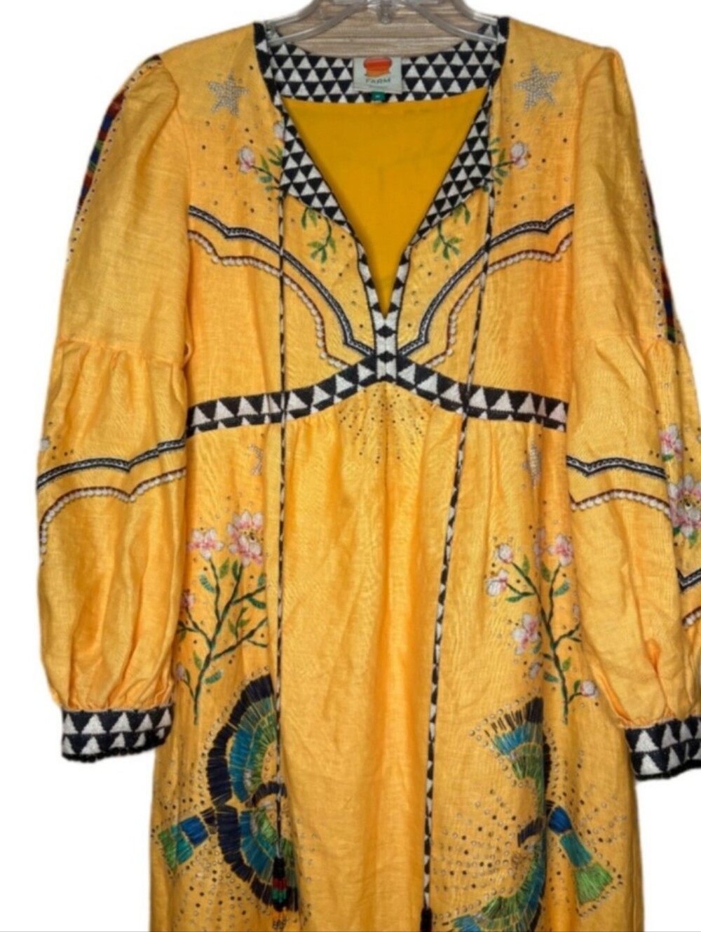 FARM Rio Yellow Embroidered Maxi Dress with Multicolor Accents - Picture 2 of 10